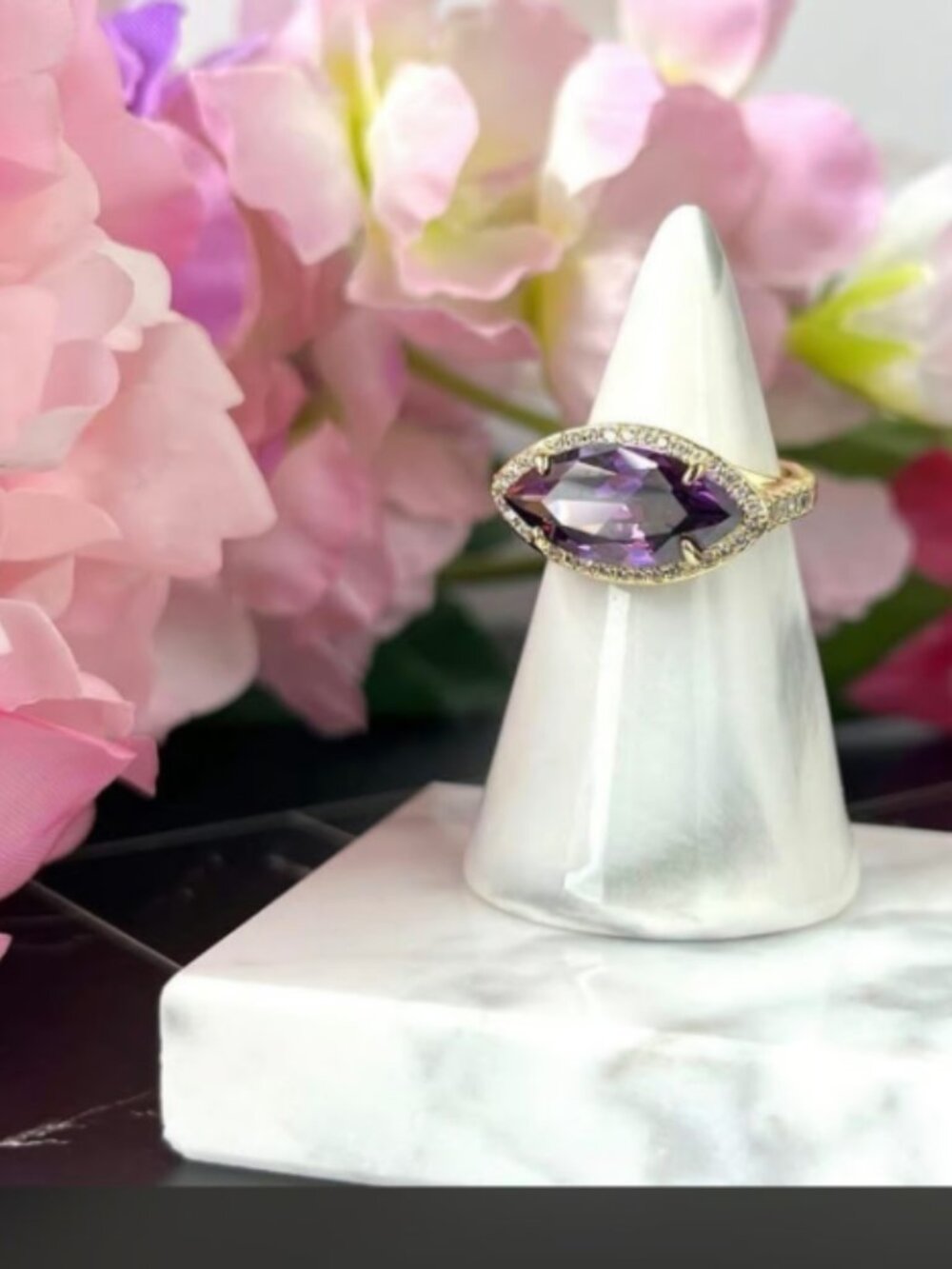 Park Lane Purple Marquise Gemstone Ring with Gold Tone